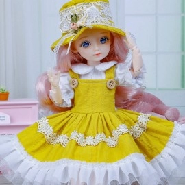Anime Doll Full Set 1/6 Bjd 23 Joint Movable Body with Skirt Hat Headdress Girls Dress Up Toys
