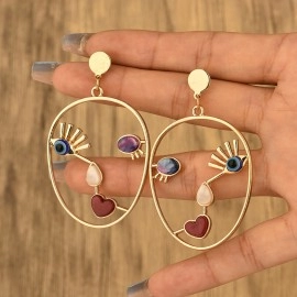 Exaggerated Abstract Face Pendant Earrings For Women Niche Design Wild Girls Cocktail Party Gifts Jewelry Wholesale Direct Sales