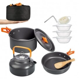 Outdoor Aluminum Cooking Set Camping Cookware Kit Water Kettle Pan Pot Travelling Hiking Picnic BBQ Tableware Equipment  Extra 2% off
