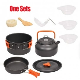 Outdoor Aluminum Cooking Set Camping Cookware Kit Water Kettle Pan Pot Travelling Hiking Picnic BBQ Tableware Equipment  Extra 2% off